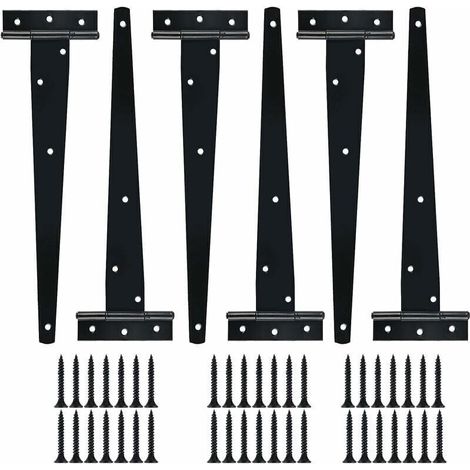 Stück 12 Zoll silberlackierte T-Scharniere, robust T-Scharniere, Holztürscharniere, rostfreie Eisenmetall-Türscharniere mit Schrauben für Scheunentore (1/4)