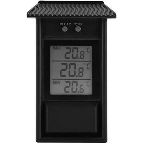 Schwarzes digitales Thermometer für den Innen- und Außenbereich