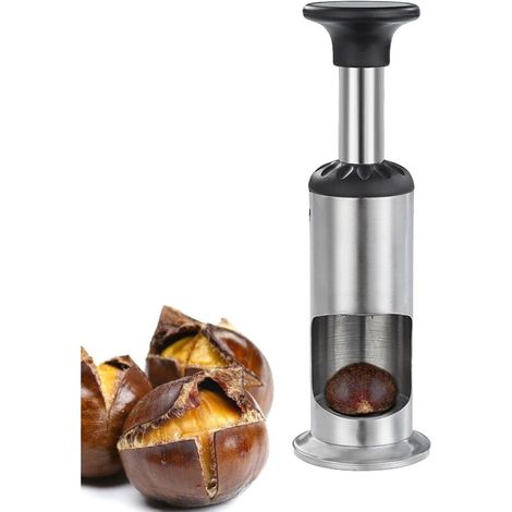 Chestnut Opener,Stainless Steel Chestnut Clip Metal Nut Cracker, Multifunction Pecan Nut Cutter Walnut Opener Plier Tool for Kitchen, More Labor Saving, Press Type (1/4)