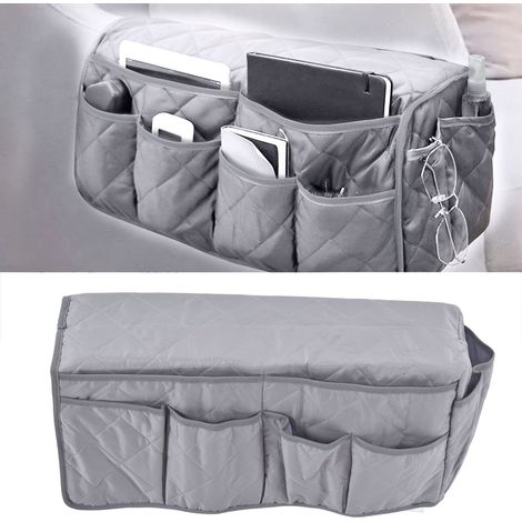 Sofa-Armlehnen-Organizer mit Tasche, Retro-Design, staub- und wasserdicht, Armlehnenbezug mit Aufbewahrungsmöglichkeit, Grau (1/5)