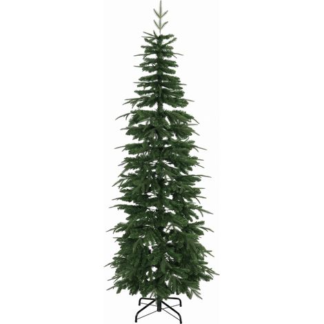 Sapin de Noël artificiel - HOMCOM - branches articulées ignifuges, support pliable, facile à monter - PE PVC - Ø 80 x 210 cm - vert (1/5)