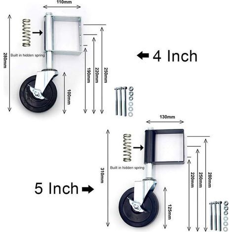 Roue de portail basculant avec ressort intégré – Roulement en caoutchouc renforcé, diamètre 12 mm, plaque de fixation universelle (1/3)