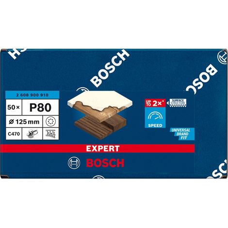 2608900910 - KIT 50 FOGLI BOSCH C470,  D.125mm P.80 , 8 FORI EXPERT for LEGNO+VERNICE