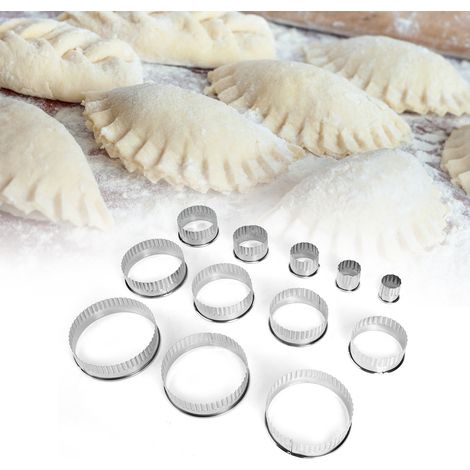 12 emporte-pièces ronds en acier inoxydable pour gâteaux, biscuits et cookies, avec dents, outil de pâtisserie maison