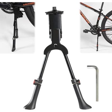 Cavalletto per bicicletta a doppia gamba, altezza regolabile da 61 a 74 cm, nero. (1/5)