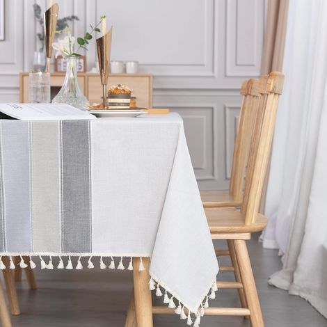 Nappe Rectangulaire Grise Anti Tache Nappe Elegante Table Cloth Linen 140x180 cm Tablecloth Rectangle pour Maison Salle à Manger Table de Cuisine Decoration (1/5)