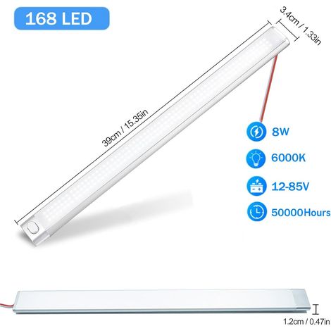 12v Led Lampe Wohnmobil, 168 Leds, 6000K, Innenbeleuchtung Leiste mit Schalter für Auto Van Bus Caravan Boat Wohnmobil Küche Bad Bar LKW Camper Traktor(4 Stück)