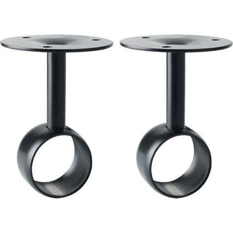 Support de Plafond pour Tringle à Rideau Support Barre Penderie Support de Fixation Réglable avec Vis pour Armoire et Rideau, Lot de 2, Finition Noire Matte en Acier Inoxydable (1/4)