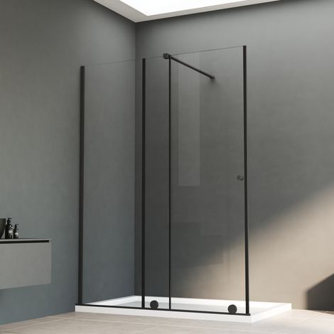 Walk In Dusche mit Schiebetür 140x185cm Walk In Duschabtrennung Walk in Duschwand aus 6mm ESG Sicherheitsglas, links oder rechts montierbar