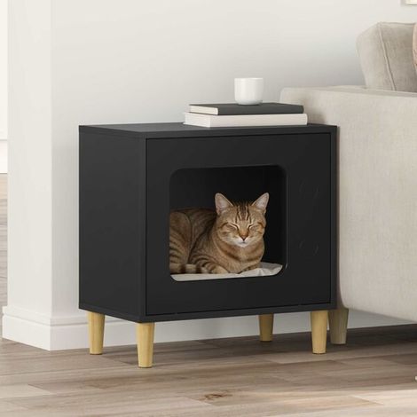 Niche pour chat noir, 51 x 30 x 52 cm, bois composite (1/4)