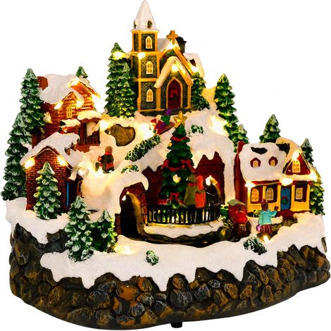 Villaggio di Natale con treno SALO 25,5 x 20 x 23 cm Resina vidaXL (1/5)