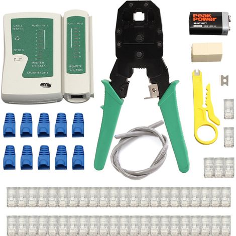 Kit de LAN Ethernet, herramienta de crimpado de alta calidad, herramienta de crimpado, pelacables, comprobador de cables RJ45 (1/5)