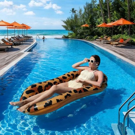 Shine Home Matelas Gonflable de Piscine avec Appui-Tête, Bain de Soleil et Chaise Longue pour Adulte 143X73CM