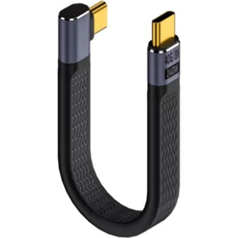 Câble court coudé USB 4 Type-C 13.5 cm 40 Gbps charge PD240W (1/2)