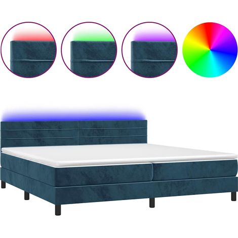 Maison Exclusive - Letto a Molle con Materasso e LED Blu Scuro 200x200 cm (1/5)