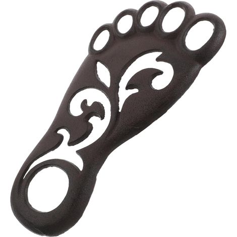 Tapis en Fonte Décoratif 30 CM Pied Gauche Paillasson d'Entrée Extérieur Rustique pour Jardin Plaque Antidérapante en Fer Forgé pour Allée Pelouse et Terrasse (1/5)