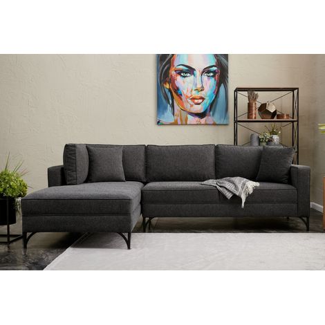 Ecksofa links Berlin Anthrazit Schwarz (1/5)