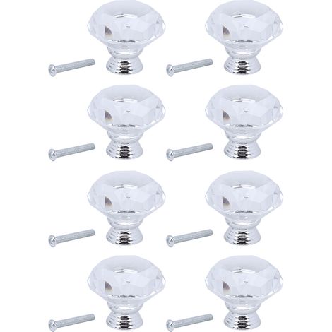 Lot de 8 boutons de tiroir en forme de diamant de 40 mm pour placard, cuisine et salle de bain
