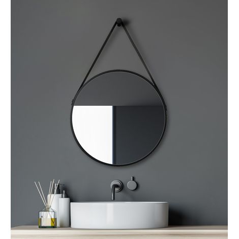 Wandspiegel Badezimmerspiegel TALOS Black Style Spiegel rund Ø 50 cm – runder Wandspiegel in matt schwarz – Badspiegel rund mit hochwertigen Aluminiumrahmen (1/5)