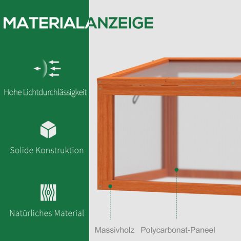 Châssis froid en bois et polycarbonate 90x46x40 cm, serre de jardin résistante aux intempéries avec housse, pour parterres de fleurs orange (1/4)