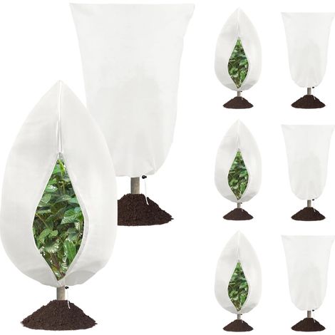 Set of 8 frost protection covers for plants,With a drawstring and zipper, to protect outdoor plants, potted shrubs, trees, and animals from frost (1/4)