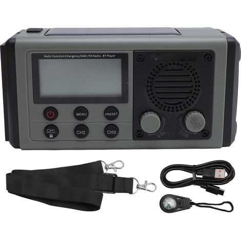 Ortviai Radio Multifonction Solaire et à Manivelle avec Haut-Parleur Bluetooth, Lampe LED Puissante, Batterie 10000 mAh, Vert (1/5)