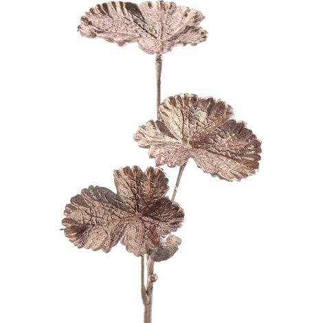 Weihnachtlicher Zweig mit 3 Blättern Roségold metallic 29 cm - Kunstpflanzen