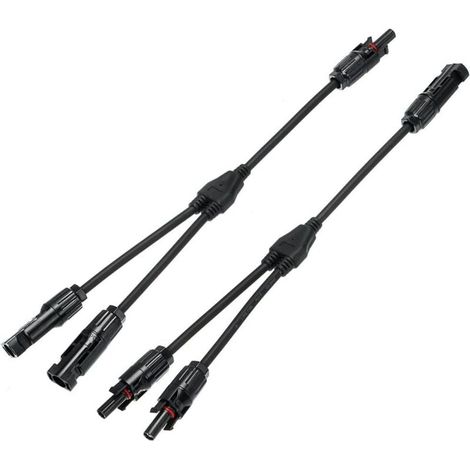 1x paire de connecteur (1 à 2 branches) de panneau solaire, MC4 durable et économisé pour famille (1 à 2) (1/4)