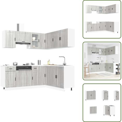 The Living Store Ensemble d'armoires de cuisine 11 pcs Porto bois d'ingénierie - Rangement cuisine (1/5)