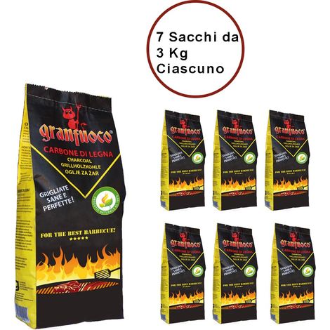 Carbone per grill e barbecue argentina confezione da 7 sacchi da 3 kg ciascuno