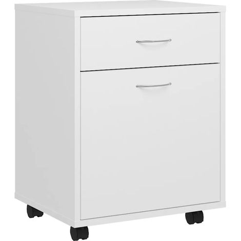Armoire à roulettes moderne pratique rangement 45 x 38 x 54 cm en bois d'ingénierie blanc (1/5)