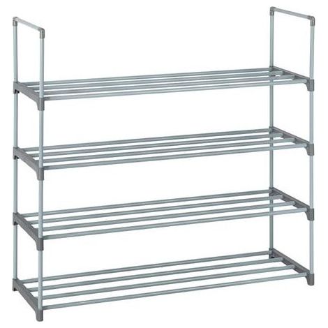 Étagère à chaussures à 4 niveaux organisateur de stockage d'étagère de tour de chaussure pour chambre, entrée, couloir et placard, grise (1/5)