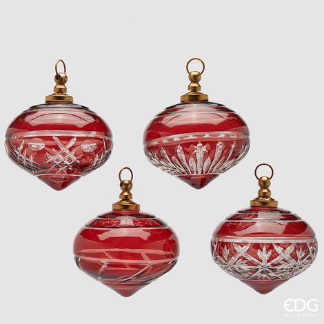 EDG Addobbo Trottola Intagli Assortiti 4 Pezzi Rosso