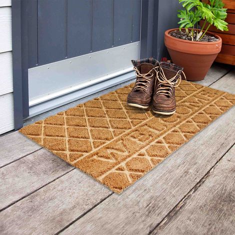 Paillasson moderne en fibre de coco 45x75 cm Welcome nature/beige (1/5)