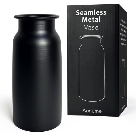 Vase en Métal Noir Mat Moderne, Vase à Fleurs de 27,5 cm de Haut, sans Soudure et Étanche, Vase Décoratif Incassable pour Salon, Loft et Bureau (1/5)