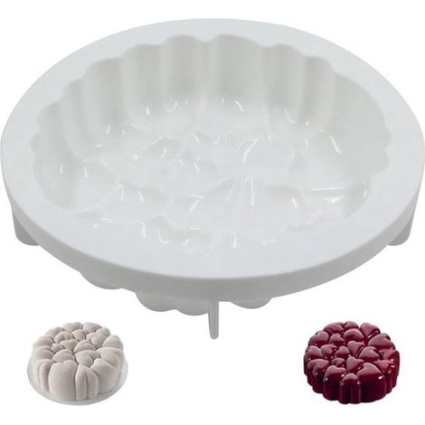 Stampo in silicone 3D a forma di cuore per torta mousse e teglia da forno - 21 x 21 x 4,5 cm - Bianco (1/2)