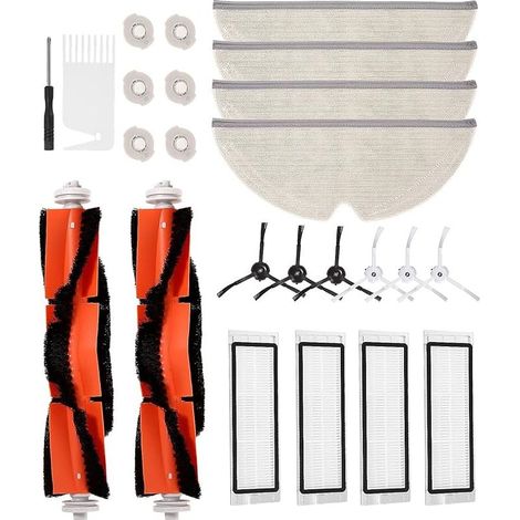 Kit Accessoires pour Xiaomi Roborock S5 Max S6 Pure E5 S6 MaxV Accessoires de Rechange pour aspirateur XIAOMI 2 brosses centrales,6 brosses latérales,4 filtres,4 lingettes,6 cœurs filtrants,2 Outils (1/4)