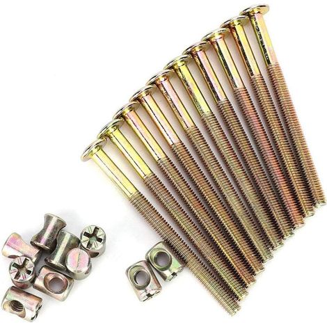 Set di bulloni per mobili - 10 pezzi di viti e dadi in acciaio al carbonio M6 - zincati - connettori per mobili - lunghezza 90 mm