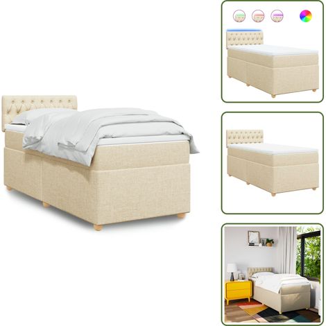 Sommier à lattes de lit avec matelas Crème 80x200 cm Tissu - Sommier À Lattes De Lit - Sommiers À Lattes De Lit - Lit - Meuble De Chambre À Coucher