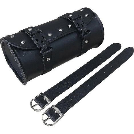 Sacoche de selle universelle étanche pour moto avec poche de rangement ronde, noire