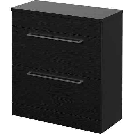 Napoli 390 Nero Oak 800mm 2 Drawer Vanity Unit for Countertop Basins - 800mm - Chrome 480mm Handle