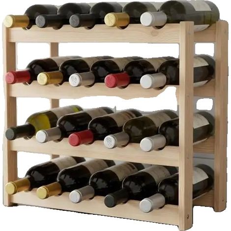 Cave à vin, capacité de 16 bouteilles, design moderne en bois de pin, Beige (1/2)