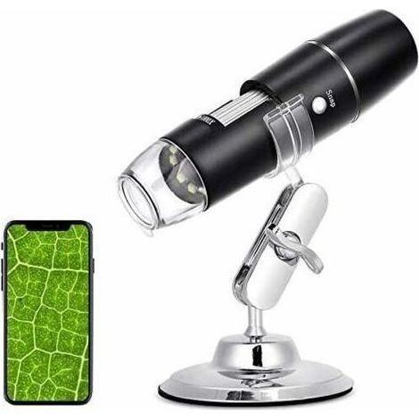 Microscope Numerique - Wifi - Grossissement 50x a 1000x - Distance Focale Reglable 0 a 40 mm - Compatible Android Et Ios - 1 Unite (1/5)