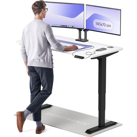 Desktronic Bureau assis debout HomePro - 140x70cm - Noir/Blanc (1/5)