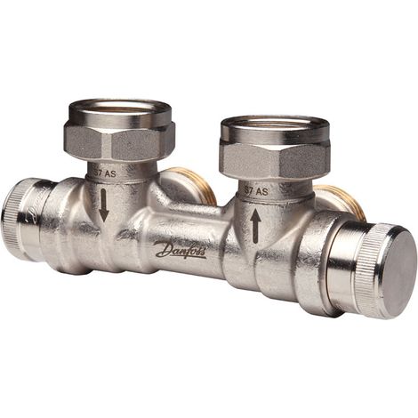 Répartiteur auto-équilibrant RLV-KDV pour radiateur Femelle 3/4" (20/27) mural entrée gauche - raccordement Mâle 3/4" (20/27) - Danfoss (1/2)