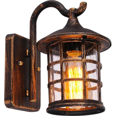 Applique Murale Extérieure, IP55 Vintage Lampe Exterieur avec Verre Transparent, Applique Murale Extérieure en Aluminium, Marron Applique Murale Extérieure, n'est pas incluse L'ampoule (1/5)