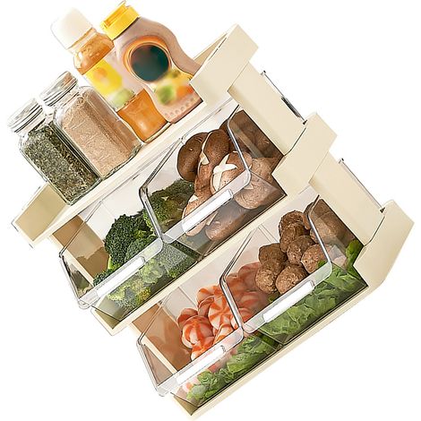 Étagère de rangement pour légumes de cuisine à plusieurs niveaux, plateau de rangement pour épices, aliments préparés, plats mijotés, 3 niveaux (1/5)