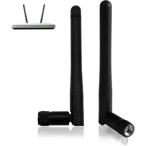 Antenne WiFi - 2,4 GHz et 5,8 GHz - Gain 3 dBi - Connecteur RP-SMA Mâle - Omnidirectionnelle - Pour Carte Réseau USB Routeur WiFi - 2 Pièces (1/5)