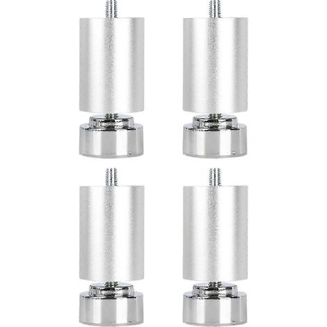 Pieds métalliques robustes réglables à filetage M10, adaptés aux canapés, lits, tables et armoires, lot de 4, argent, 12 cm. (1/5)