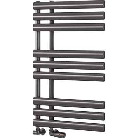 Reina Chisa Designer Heated Towel Rail 820mm H x 500mm W Brushed Gun Metal (1/3)